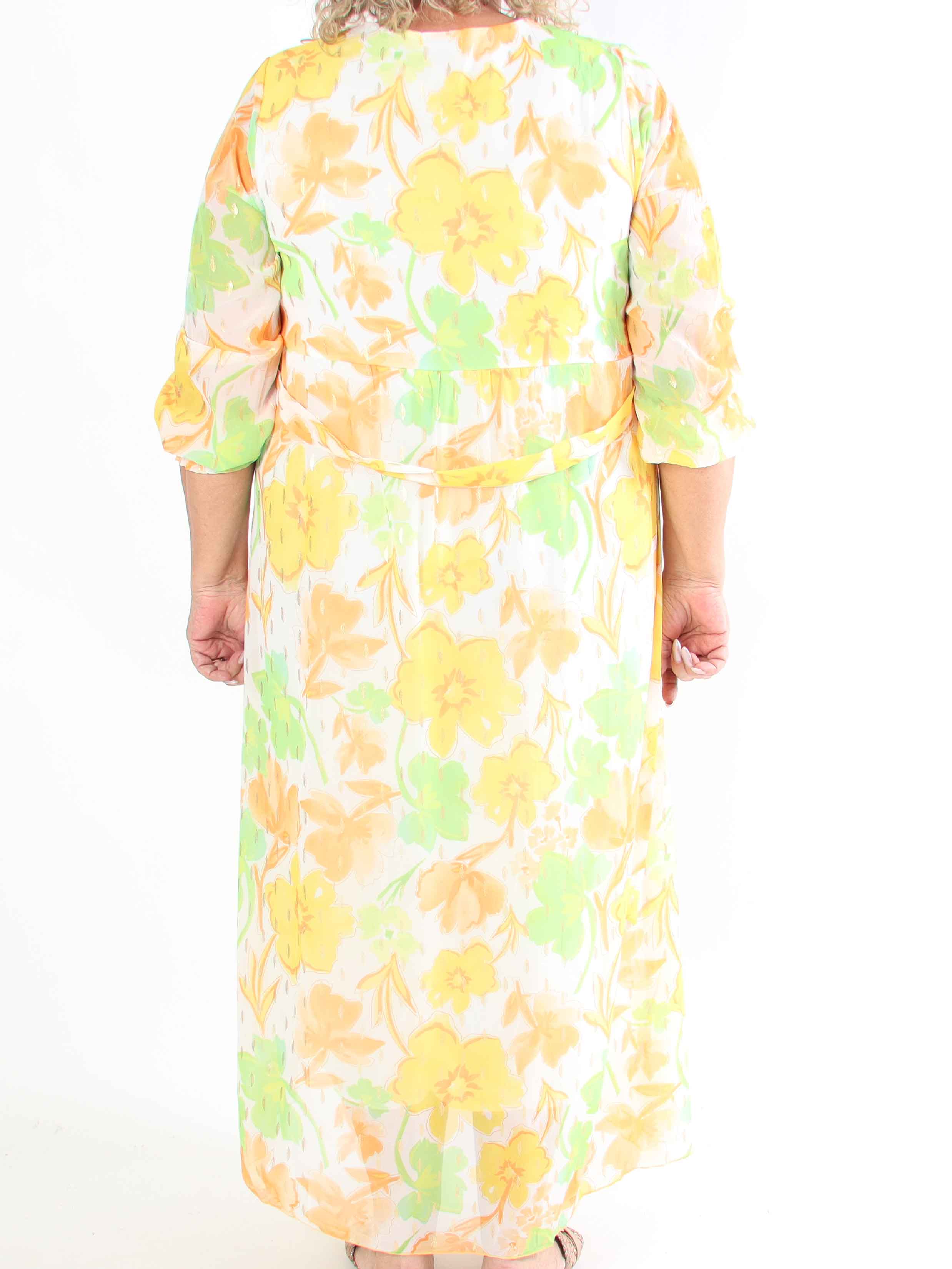 Mika - Söt plus size sommarklänning i chiffong med guldnitar